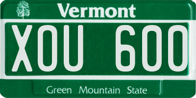 VT license plate XOU600