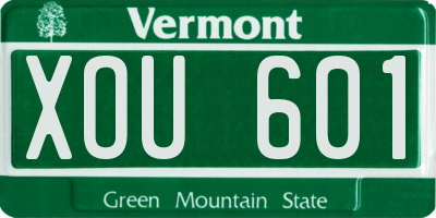 VT license plate XOU601