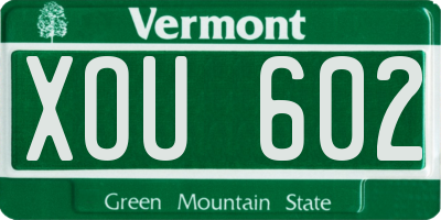 VT license plate XOU602