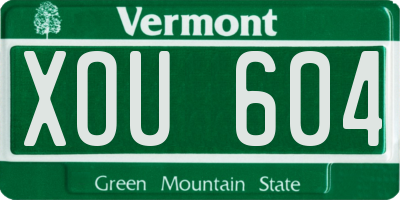 VT license plate XOU604