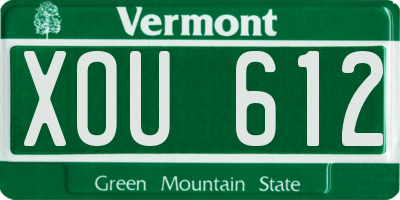 VT license plate XOU612