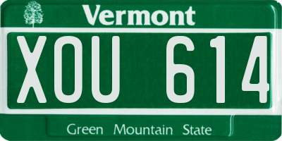 VT license plate XOU614