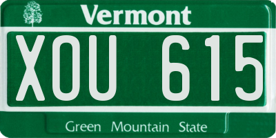 VT license plate XOU615