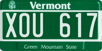 VT license plate XOU617
