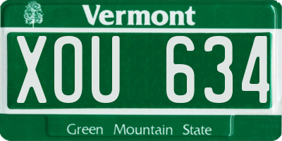 VT license plate XOU634