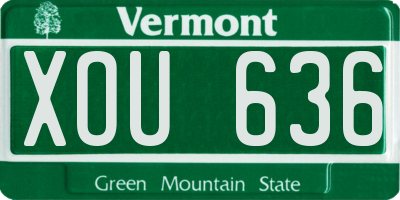 VT license plate XOU636