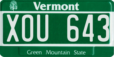 VT license plate XOU643