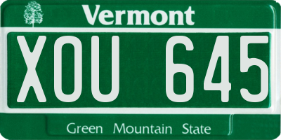 VT license plate XOU645