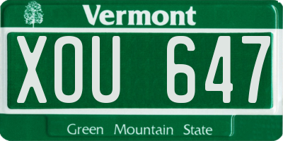 VT license plate XOU647
