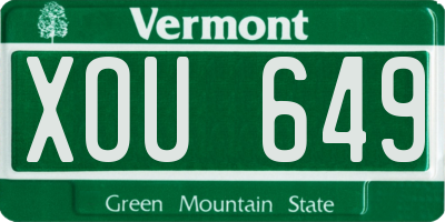 VT license plate XOU649