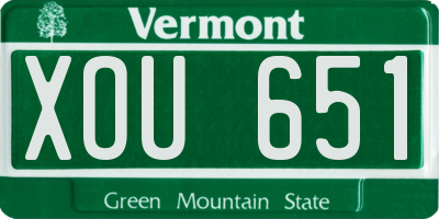 VT license plate XOU651