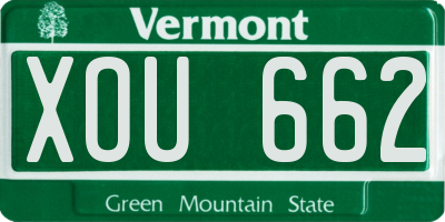 VT license plate XOU662