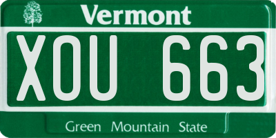 VT license plate XOU663