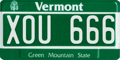 VT license plate XOU666