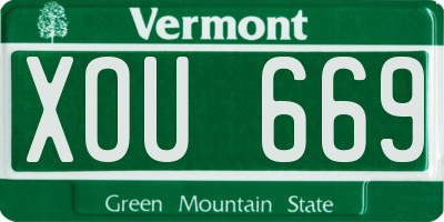 VT license plate XOU669