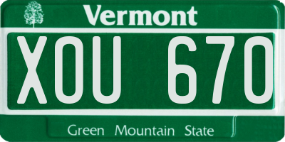 VT license plate XOU670