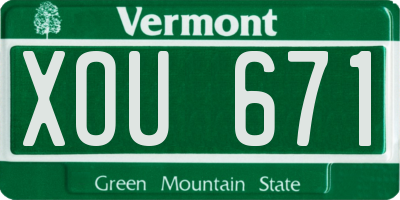 VT license plate XOU671