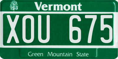 VT license plate XOU675
