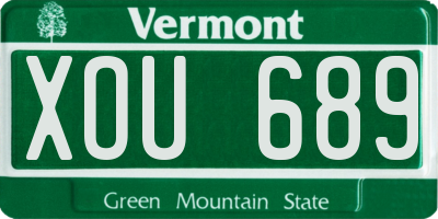 VT license plate XOU689