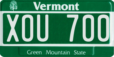 VT license plate XOU700