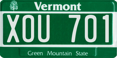 VT license plate XOU701