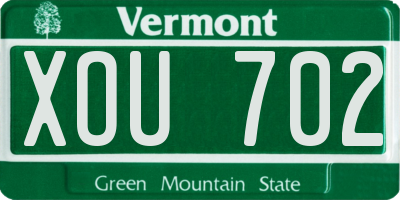 VT license plate XOU702