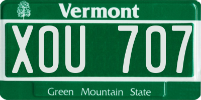 VT license plate XOU707