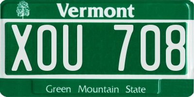VT license plate XOU708