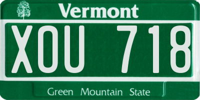 VT license plate XOU718