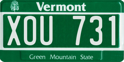 VT license plate XOU731