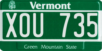 VT license plate XOU735