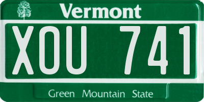 VT license plate XOU741