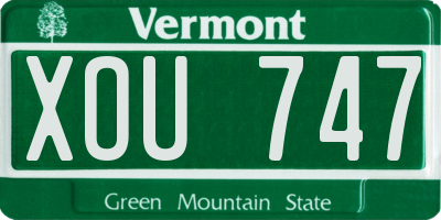 VT license plate XOU747