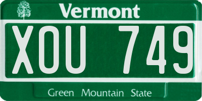 VT license plate XOU749