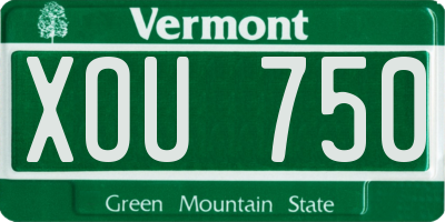 VT license plate XOU750