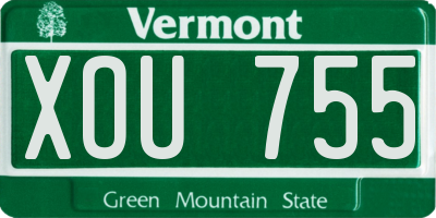 VT license plate XOU755