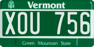 VT license plate XOU756