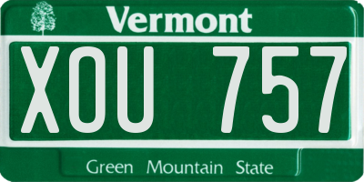 VT license plate XOU757