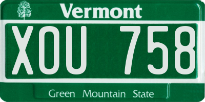 VT license plate XOU758