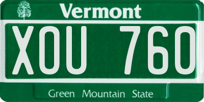 VT license plate XOU760