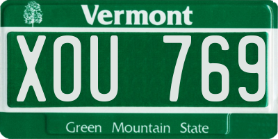 VT license plate XOU769