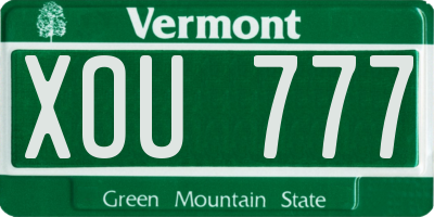VT license plate XOU777