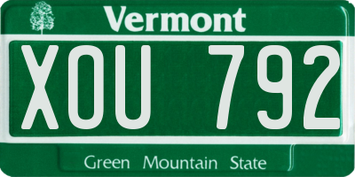 VT license plate XOU792