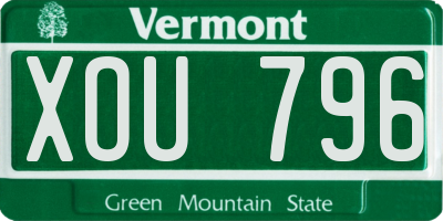 VT license plate XOU796