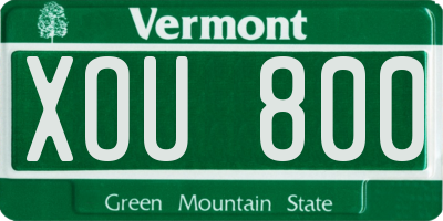 VT license plate XOU800