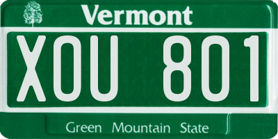 VT license plate XOU801
