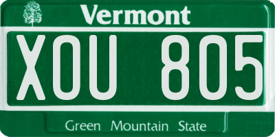 VT license plate XOU805