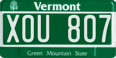VT license plate XOU807