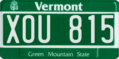 VT license plate XOU815