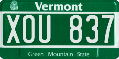 VT license plate XOU837